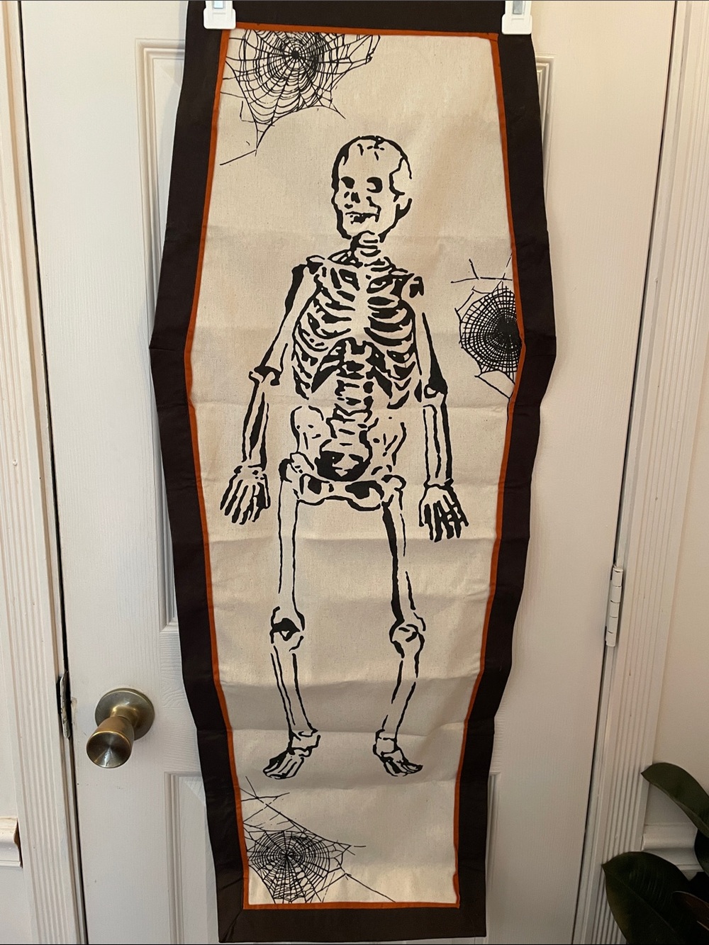 Halloween Skeleton Table Runner - Black and Cream 16”x40” Threshold New